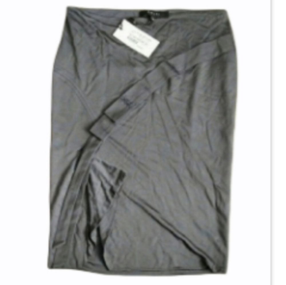 GUCCI 100% AUTH GUNMETAL GRAY SILK COUTURE SKIRT
